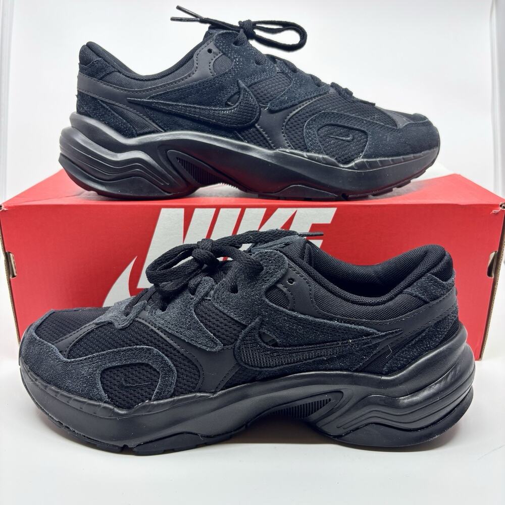 Nike AL8 Running Shoes Womens 9.5 Mens 8 Triple Black Sneakers Low Lace Up